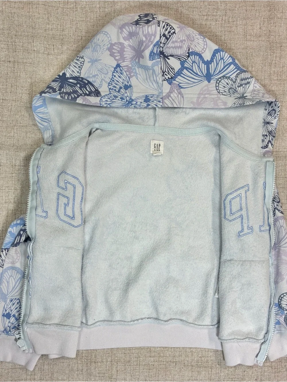 GAP Kids Butterfly Zip Hoodie - Pastel Blue & Lavender